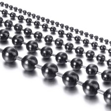 1.5-12mm Men Stainless Steel Round Ball Bead Chain Black Necklace Bracelet Link