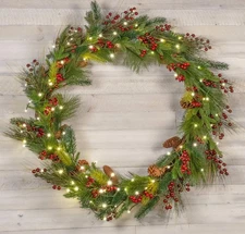 Red Co. 36” Light-Up Christmas Wreath with 36 inches - Diameter, 