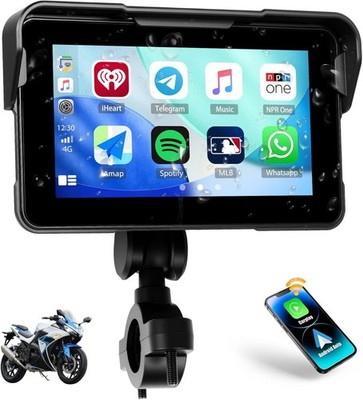 5'' Motorcycle Wireless Apple/Android Carplay BT Waterproof Car Stereo Portable