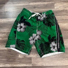 Speedo Green and Black Board Shorts with Tropical Floral Print