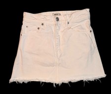 Brandy Melville Italian White Cotton Denim Skirt Button/Zip Front Size 25"