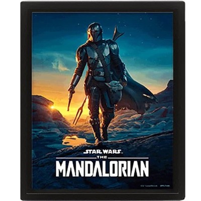 Star Wars Mandalorian und Groku - Nightfall - Bild Lenticulaire 3d 28,5x23,5cm