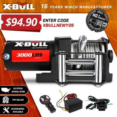 X-BULL ATV Winch Kit 12V Electric Winch 3000LB 4500LB 6000LB Wireless Remote 4WD