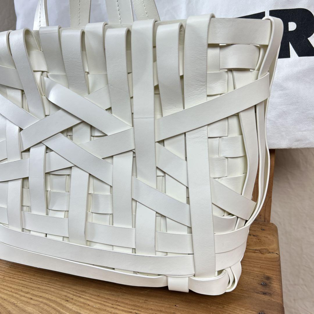 Jil Sander Woven Tote Medium Leather White Women Bag Jil Sander Woven Tote Medium Leather White Women Bag