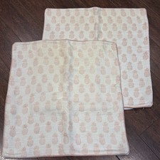 Serena Lily Isla Pillow Cover Pineapples Taupe White Linen 24 x24 , Set Of 2