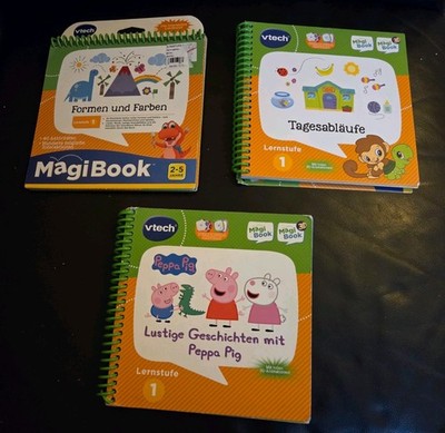 3 Magibook Bücher 3D Peppa Pig, Tagesabläufe, Formen Und Farben Vtech