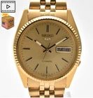 Vintage [MINT w/Box] SEIKO 5 7009-3110 Gold Day Date Automatic Men's Watch JAPAN