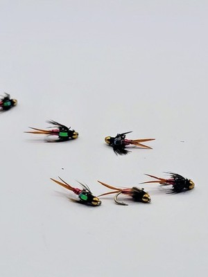 Flashback Copper John Red Nymph Size 16 Bead Head Trout Fly Premium Lot of 6