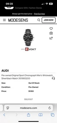 Audi Limited Edition Chronograph Men's Wristwatch Silver/black Watch 3101900200 - Image 1 of 4