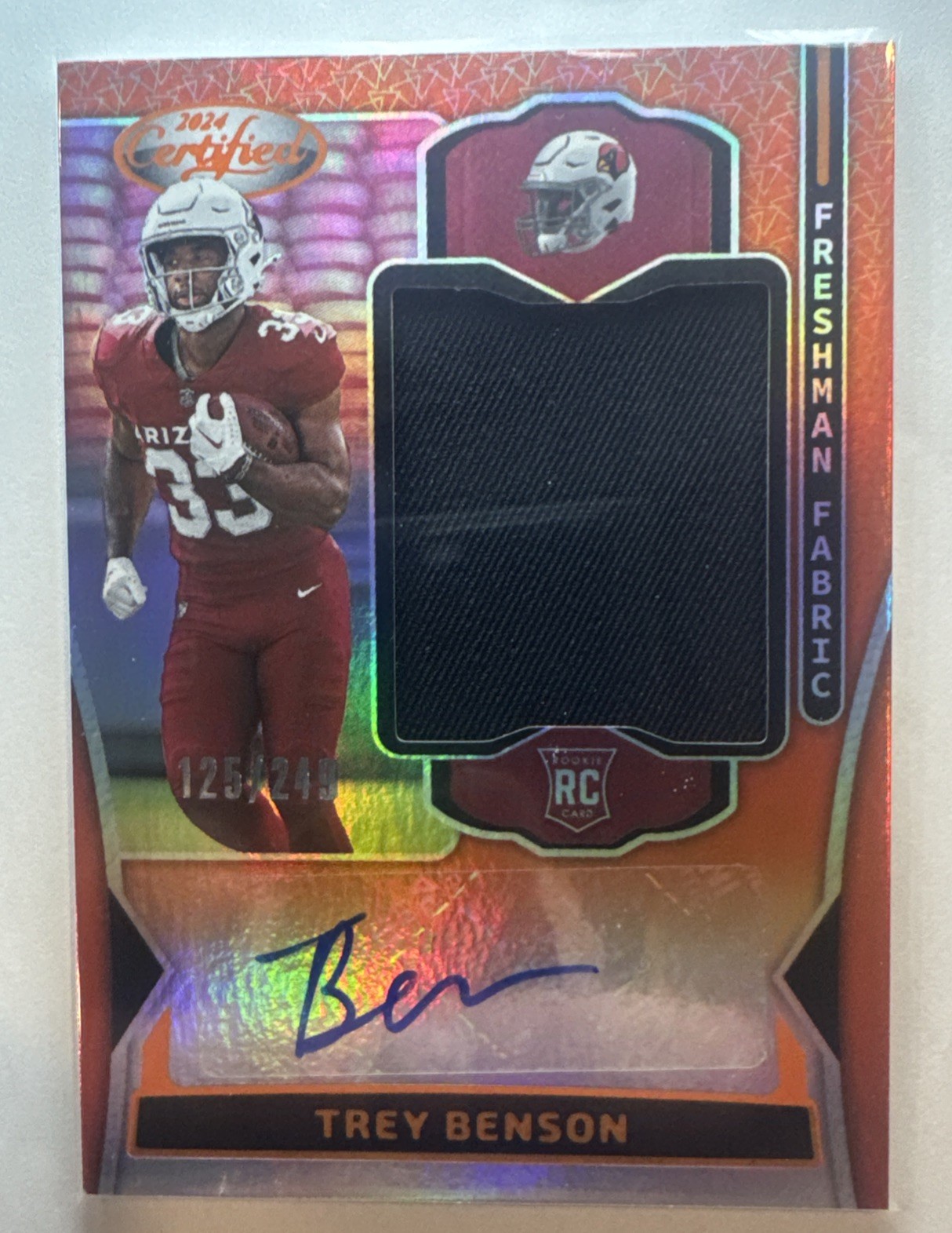 Trey Benson Panini Certified Freshman Fabric Mirror Signatures #FMSTBN Orange