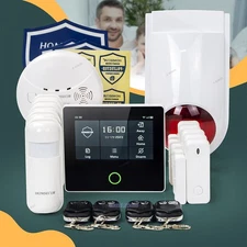 HOMSECUR Wireless WIFI 4G GSM Home Security 4.3" Alarm System+Red Flash Siren