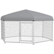 RECINTO CANI GRANDI CON TETTO ANTI UV 2.1X1.85X1.5M IN OXFORD GRIGIO