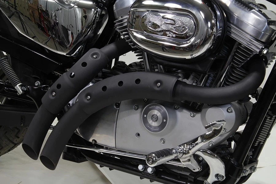 Conjunto de cachimbo de arrasto preto com escudos térmicos serve para Harley Davidson - Imagem 4 de 4