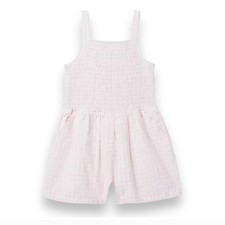 Janie and Jack The Mia Smocked Gingham Romper in Pink  White Summer Girls' 12