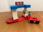 Vintage Fisher Price Little People Service Station Gas Pump Car & Figure