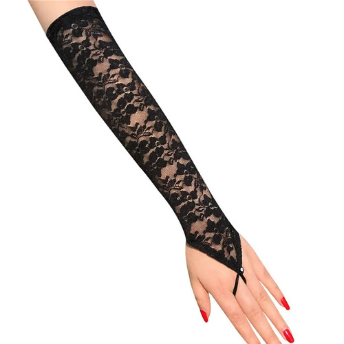1 Pairs Lace Embroidered Hollow-Out Gloves Women Sun Protection Thin Arm Sleeve - Picture 8 of 21