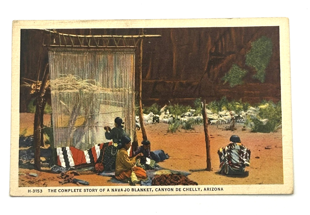 Canyon De Chelly Arizona 1949 Fred Harvey Postcard Stroy Of Navajo Blanket