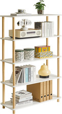 5-Tier Wooden Open Bookcase - Modern Freestanding Bookshelf Storage Organizer,St