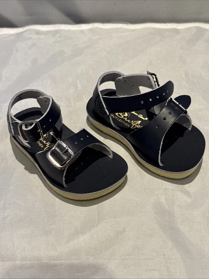NEW IN BOX SUN-SAN SALT WATER SANDALS SURFER NAVY TODDLER SIZE 5 NIB - Image 3 of 4