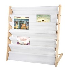 Kids Bookshelf 6 Tier Sling Pocket Storage Shelf for Bedroom Organiser