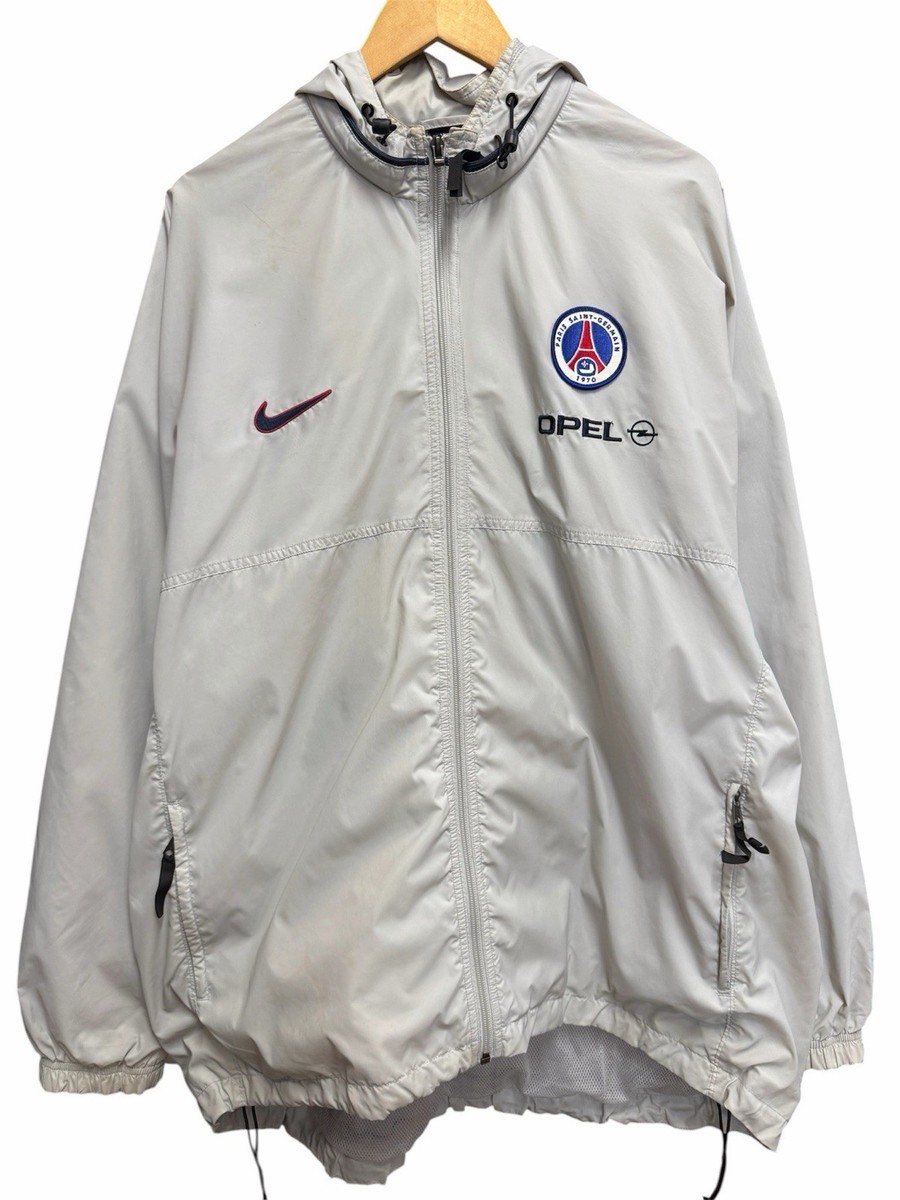 90s NIKE PARIS SAINT-GERMAIN ウォーム ジャケット Vintage 90s Nike PSG Paris Saint Germain Gray Light Jacket Xlarge
