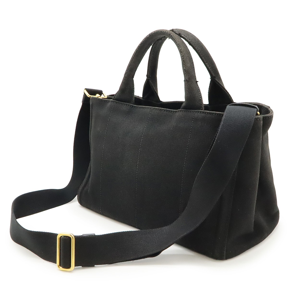 PRADA CANAPA Canapa Tote Bag 2WAY Shoulder Bag Crossbody Bijou Studs Canvas NERO thumbnail 2