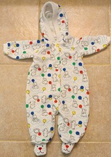 Vintage Carter's LAYETTE GOWN Circus Bears Balloons USA embroidered bear feet