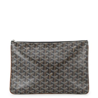 GOYARD Senna Clutch Bag Size MM PVC/Leather Black/Natural