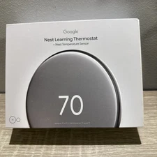 New Google Nest Learning Thermostat 4th Gen+ Sensor - Polished Silver Sealed