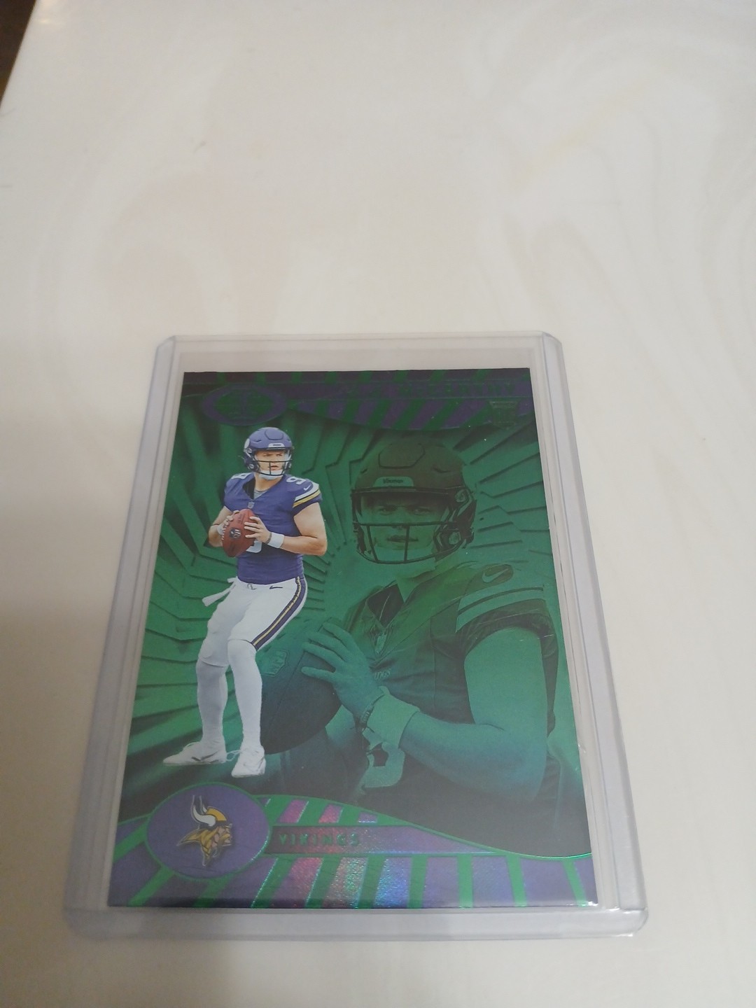 2024 Panini Illusions - J.J. McCarthy #100 Trophy Collection Emerald (RC)