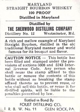 Vintage Maryland Bourbon Whiskey Label Sherwo...