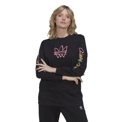 adidas Originals Womens Always Original Graphic Long Sleeve T-Shirt - Black / 6