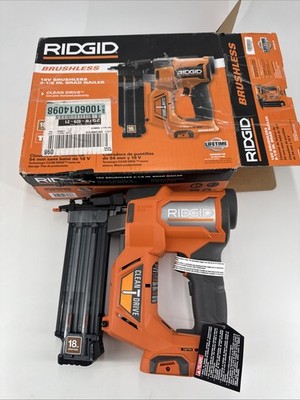 RIDGID 18V 18 Gauge Brushless Brad Nailer - Orange (R09891) Open Box.