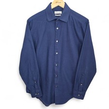 Calvin Klein Dress Shirt Mens Medium 15.5 32/33 Blue Button Slim Fit Long Sleeve