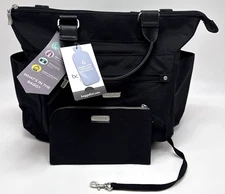 Baggallini Women's 3-in-1 Convertible Tote Backpack with RFID Wristlet Black Bag