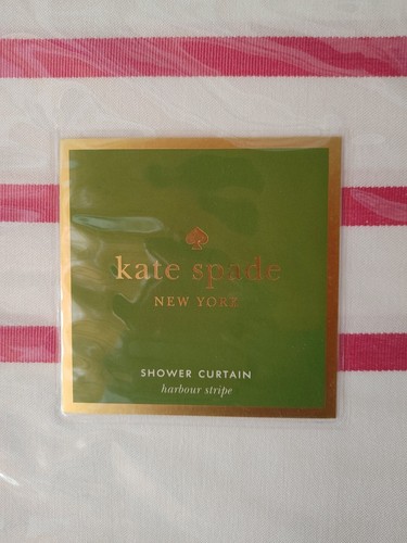 Tenda doccia Kate Spade New York Harbour a righe 72 x 72 rosa bianco nuova in confezione - Foto 2 di 9