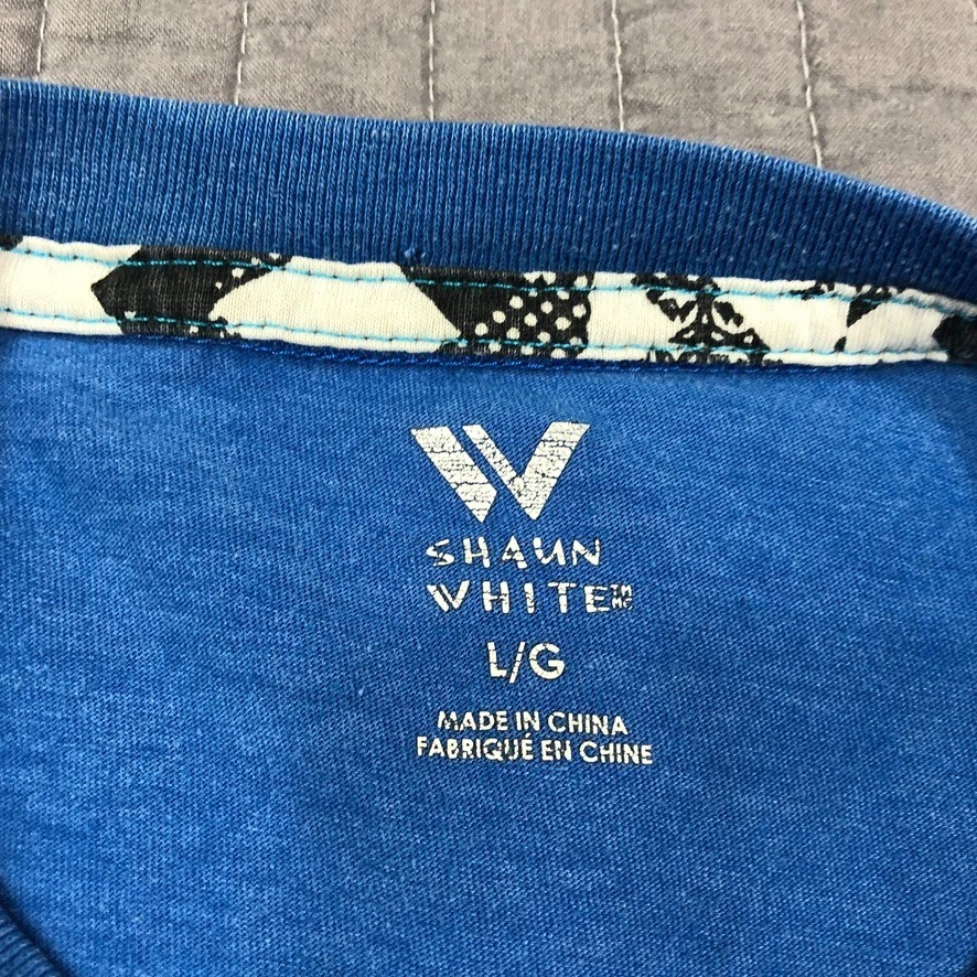 Camiseta Shaun Blanca Niño Grande Azul Calavera Huesos Cruzados Gráfico Mangas Térmicas Foto 4 de 4