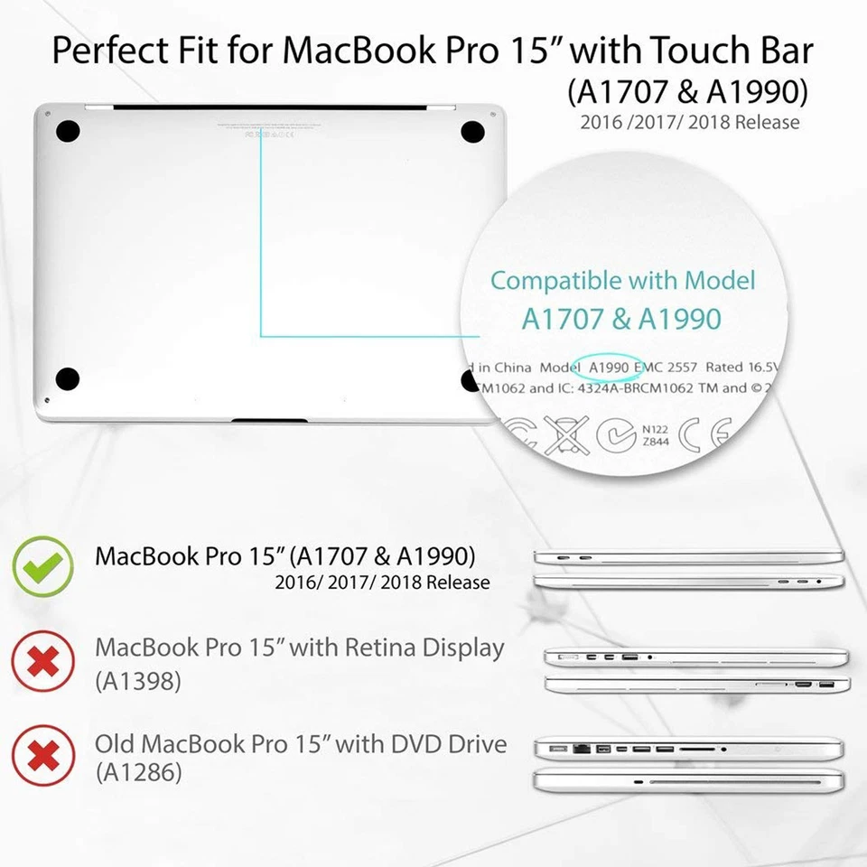 Estuche rígido de plástico suave al tacto recubierto de goma mate para nuevo MacBook Pro 13 15 pulgadas Foto 4 de 4