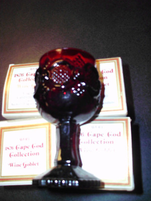 4 1876 RUBY RED WINE GOBLETS IN BOXES AVON PEDESTAL GLASSES NEVER USED FOR DRINK