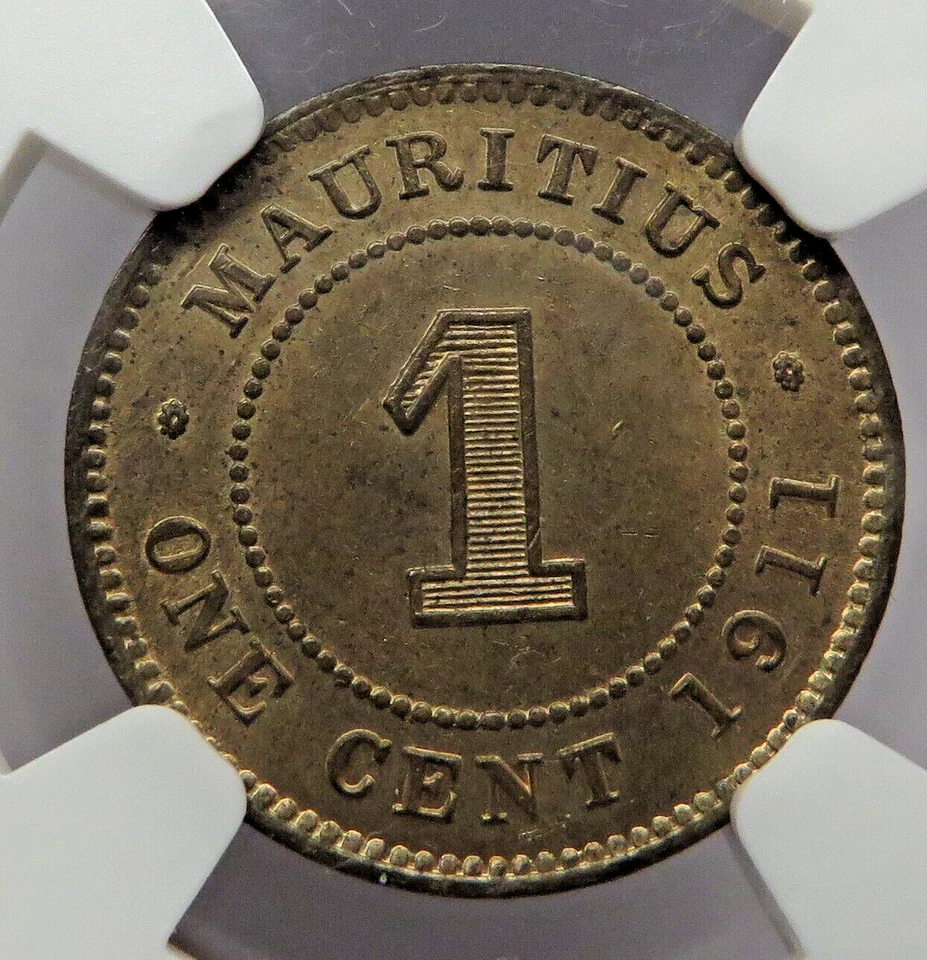 Centavo Mauricio 1911 bronce KM#12 UNC - NGC MS64RB Foto 3 de 4