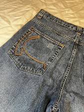 Karl Kani Gold Jeans Mens 35x31 Embroidery Logo Y2K Baggy Rap 2PAC Y2K Vintage
