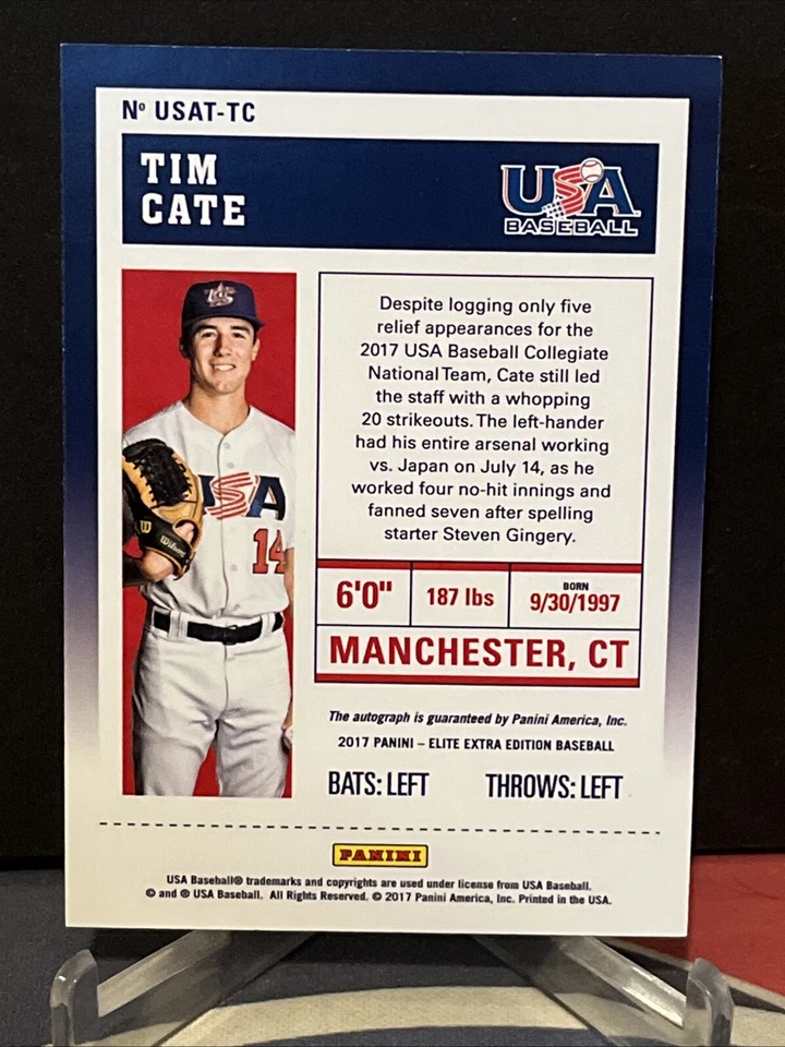 2017 Panini Contenders National Team. Tim Cate Cracked Ice Auto #12/24 - Image 4 of 4