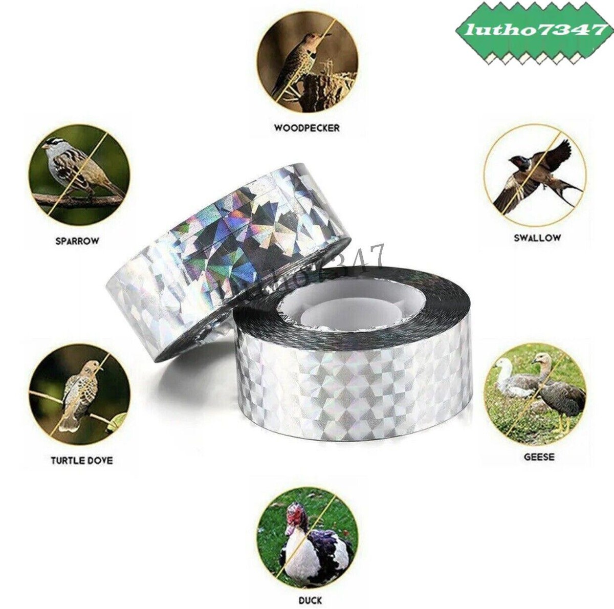 Vogelschutz Reflektorband LUMOOM Vogelabwehr Flatterband - Reflektierendes Band, 3 Rollen à 80m Vogelabwehr Windspiel - Foto 9