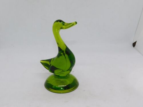 Viking Art Glass 5" Green Mallard Duck Paperweight Figurine ANIMAL - Picture 1 of 3