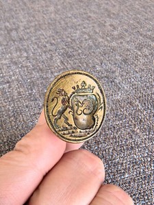 Antique Lion Guarding the Shield Coat of Arms Brass Wax Seal/ Stamp.