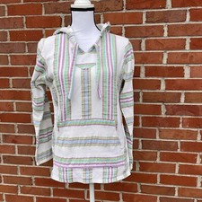 Original Se or Lopez Green Purple Blue Striped Pullover Hoodie Womens Small