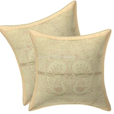 Bohemian Brocade Throw Pillow Covers 30x30 cm Indian Peacock Set Of 2 Cushion
