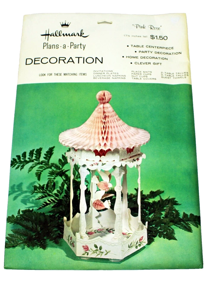 PIEZA CENTRAL GAZEBO ROSA ROSA de colección Hallmark Plans A Party sin usar 17,5" de alto Foto 3 de 4