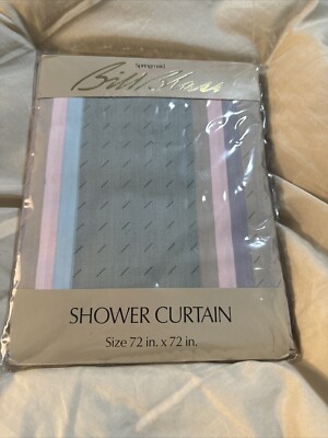 VINTAGE BILL BLASS SPRINGMAID Shower Curtain  72''x72'' RAINDROP STRIPE Magnetic