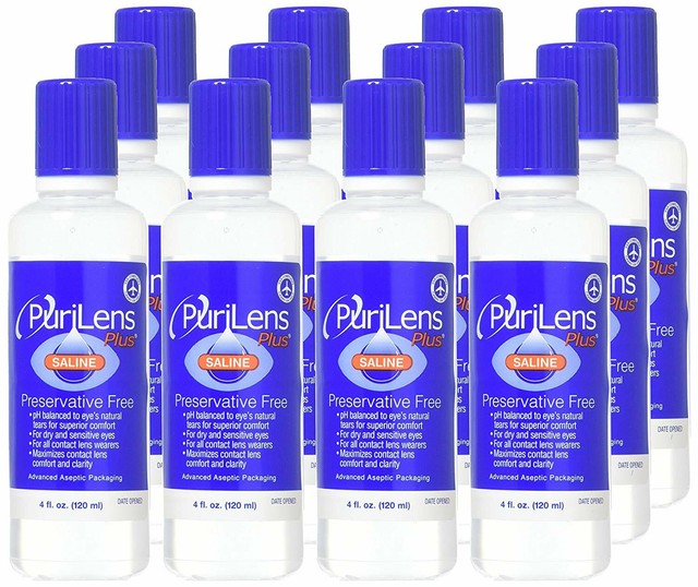 PuriLens Preservative Free Saline Solution Safe for Sensitive Eyes (12